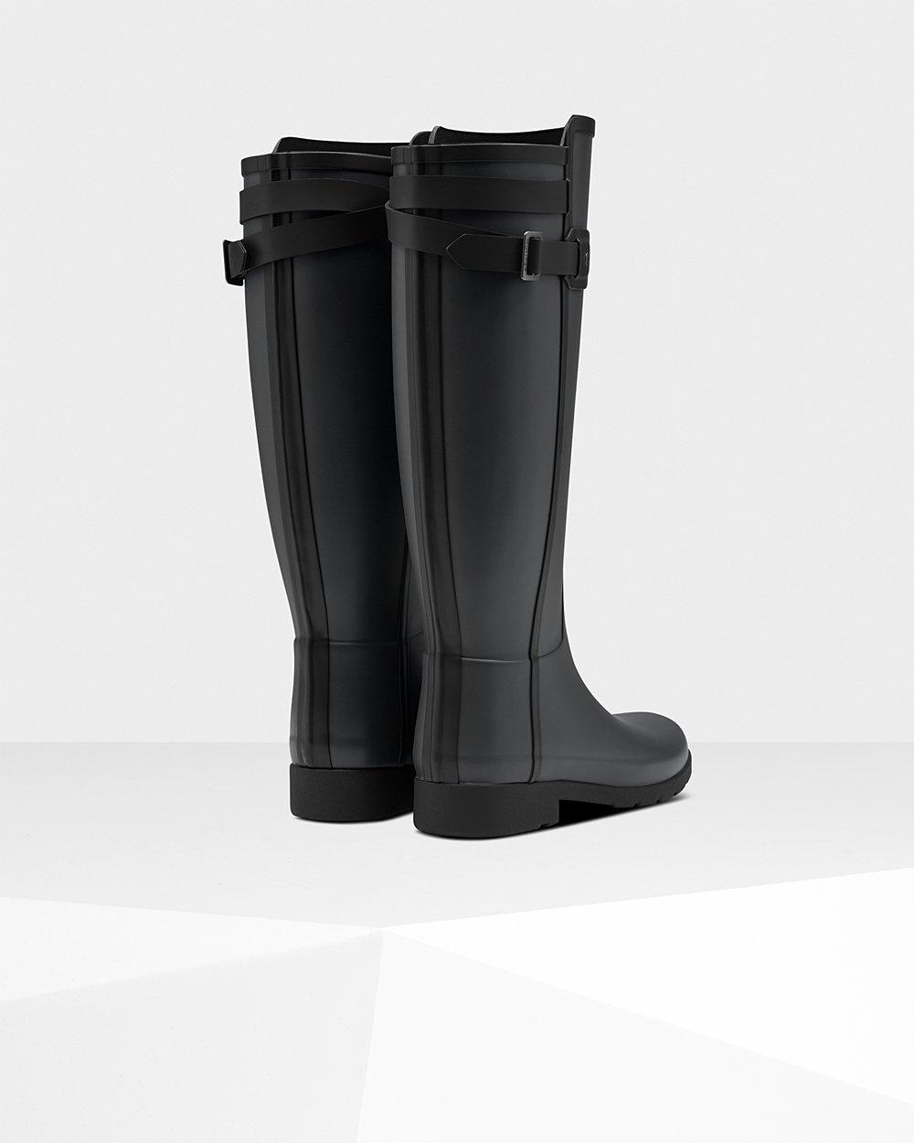 Galochas Altas Hunter Feminina Pretas - Refined Slim Fit Contrast - 08YMSUWXN